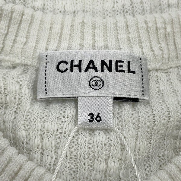 シャネル カーディガン ココビーチ ココボタン コットン レディースサイズ36 P78600 CHANEL 白
