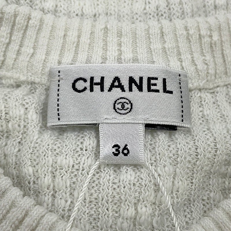 シャネル カーディガン ココビーチ ココボタン コットン レディースサイズ36 P78600 CHANEL 白