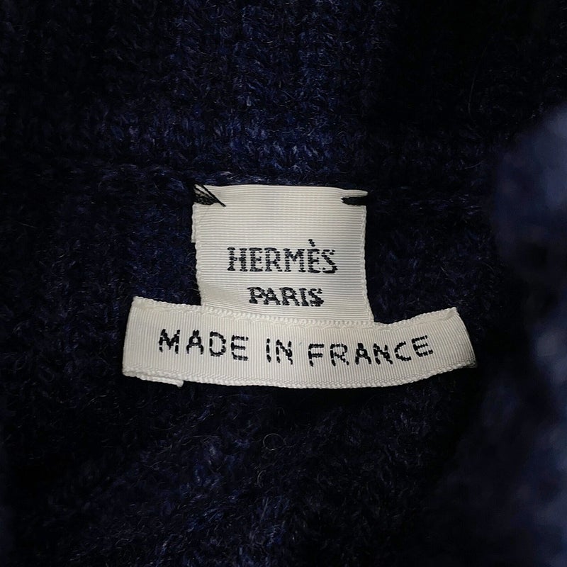エルメス セーター 馬のリボン飾り ツイルレーヌ ハイネックニット カシミヤ シルク レディースサイズ34 HERMES