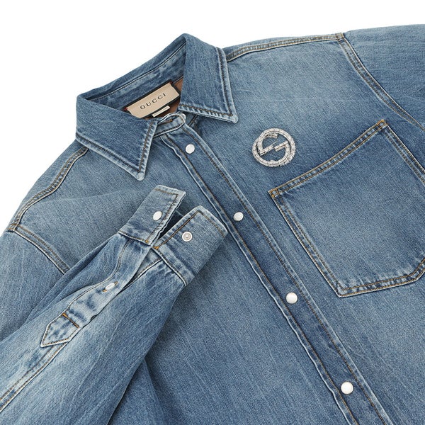 グッチ ジャケット インターロッキングG デニムジャケット コットン レディースサイズ38 772882 GUCCI 中綿 アウター