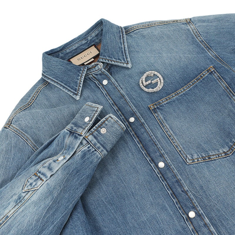 グッチ ジャケット インターロッキングG デニムジャケット コットン レディースサイズ38 772882 GUCCI 中綿 アウター