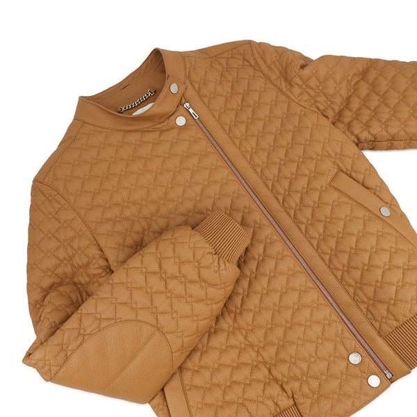 エルメス ジャケット レザー ボンバー ジャケット ディアスキン シアリング レディースサイズ36 HERMES アウター