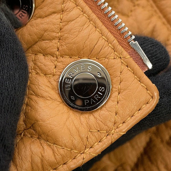 エルメス ジャケット レザー ボンバー ジャケット ディアスキン シアリング レディースサイズ36 HERMES アウター