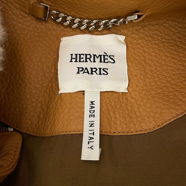 エルメス ジャケット レザー ボンバー ジャケット ディアスキン シアリング レディースサイズ36 HERMES アウター