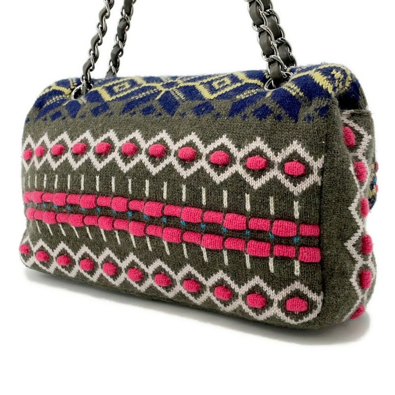 シャネル チェーンショルダーバッグ ココマーク ダブルチェーン A90848 ニット 2015年プレフォールシーズン