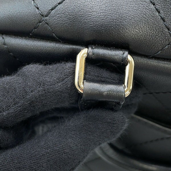 シャネル ハンドバッグ マトラッセ ココマーク ボーリングバッグ カーフレザー CHANEL 2WAY 黒