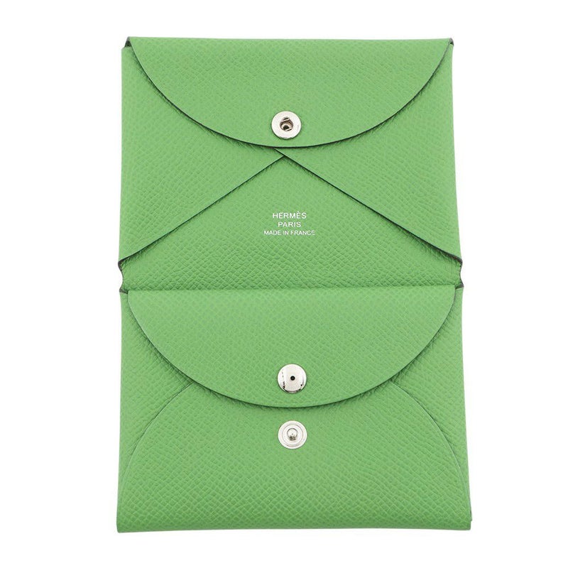 エルメス コインケース カルヴィ デュオ ヴェールユッカ/シルバー金具 エプソン B刻印 財布