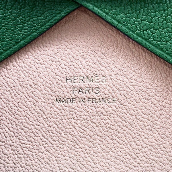 エルメス コインケース カルヴィ デュオ ヴェルソ ミント/モーヴペール/シルバー金具 シェブルミゾル W刻印 シェーブル