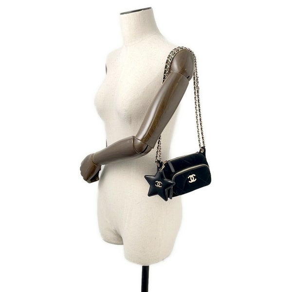 シャネル チェーンショルダーバッグ マトラッセ ココマーク ココネージュ チェーンクラッチ CHANEL 2way 黒