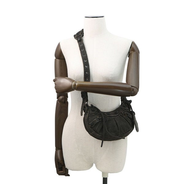 バレンシアガ ショルダーバッグ ル・カゴール XS デニム 671309 BALENCIAGA 黒 ミラー付き