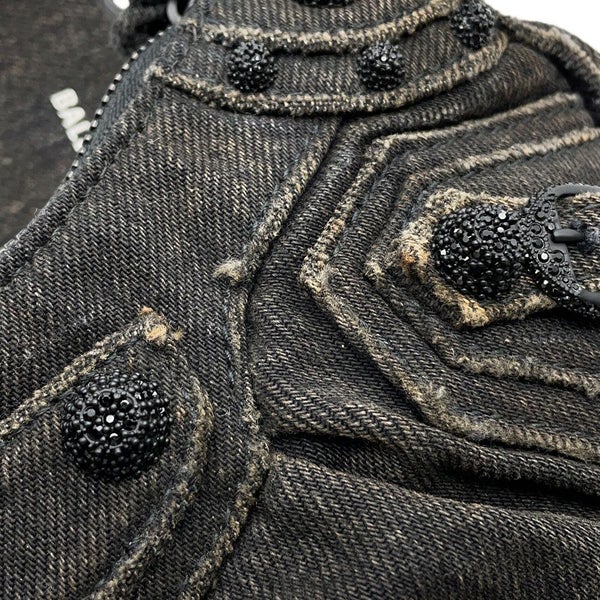 バレンシアガ ショルダーバッグ ル・カゴール XS デニム 671309 BALENCIAGA 黒 ミラー付き