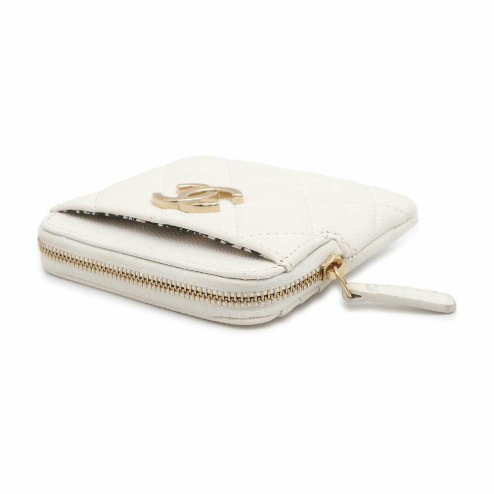 CHANEL シャネル マトラッセ クラシック ジップ パース AP2061 ホワイト ココマーク キャビアスキン 小銭入れ 財布 CHANEL（シャネル） マトラッセ クラシック ジップ コインパース