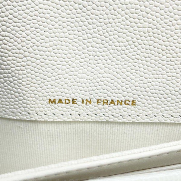 シャネル 長財布 クラシック ロング フラップ ウォレット マトラッセ ココマーク キャビアスキン AP0241 CHANEL 白