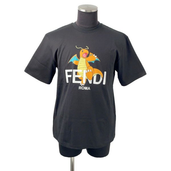 フェンディ Ｔシャツ フラグメント ポケモン コラボ カイリュー コットン メンズサイズS FS9626 FENDI トップス 黒