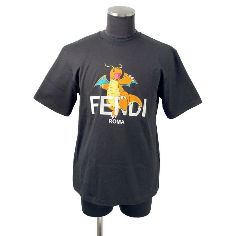 フェンディ Ｔシャツ フラグメント ポケモン コラボ カイリュー コットン メンズサイズS FS9626 FENDI トップス 黒