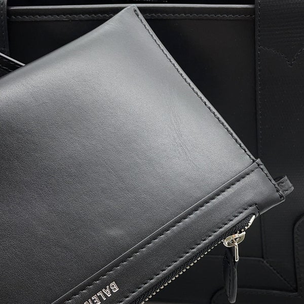 バレンシアガ トートバッグ ネイビーカバス S ポーチ付 オールレザー 339933 BALENCIAGA 黒 オールレザー