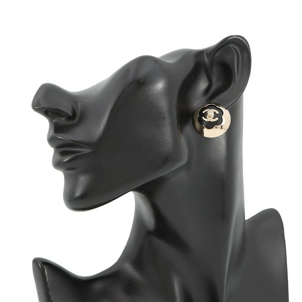 シャネル ピアス ココマーク ドーム レザー ABG001 B25A CHANEL アクセサリー 黒