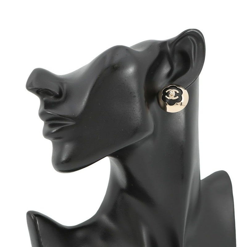 シャネル ピアス ココマーク ドーム レザー ABG001 B25A CHANEL アクセサリー 黒