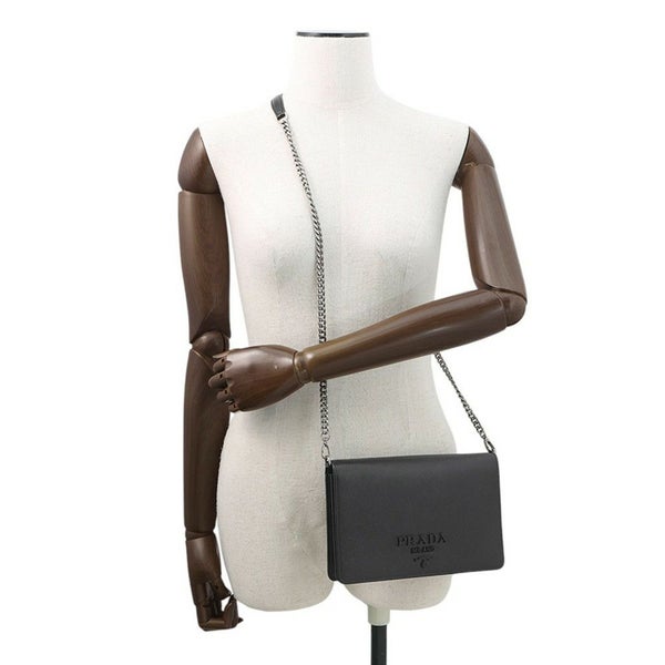 プラダ チェーンショルダーバッグ ミニバッグ サフィアーノレザー 1BP018 PRADA 黒