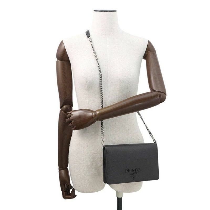 プラダ チェーンショルダーバッグ ミニバッグ サフィアーノレザー 1BP018 PRADA 黒