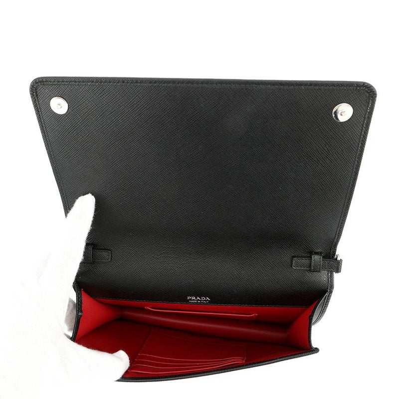 プラダ チェーンショルダーバッグ ミニバッグ サフィアーノレザー 1BP018 PRADA 黒