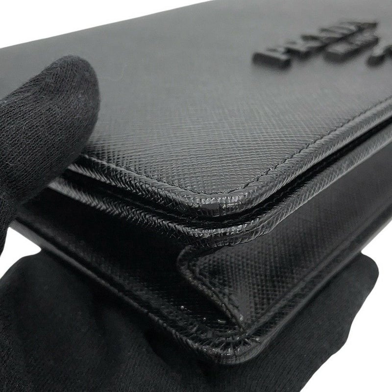 プラダ チェーンショルダーバッグ ミニバッグ サフィアーノレザー 1BP018 PRADA 黒