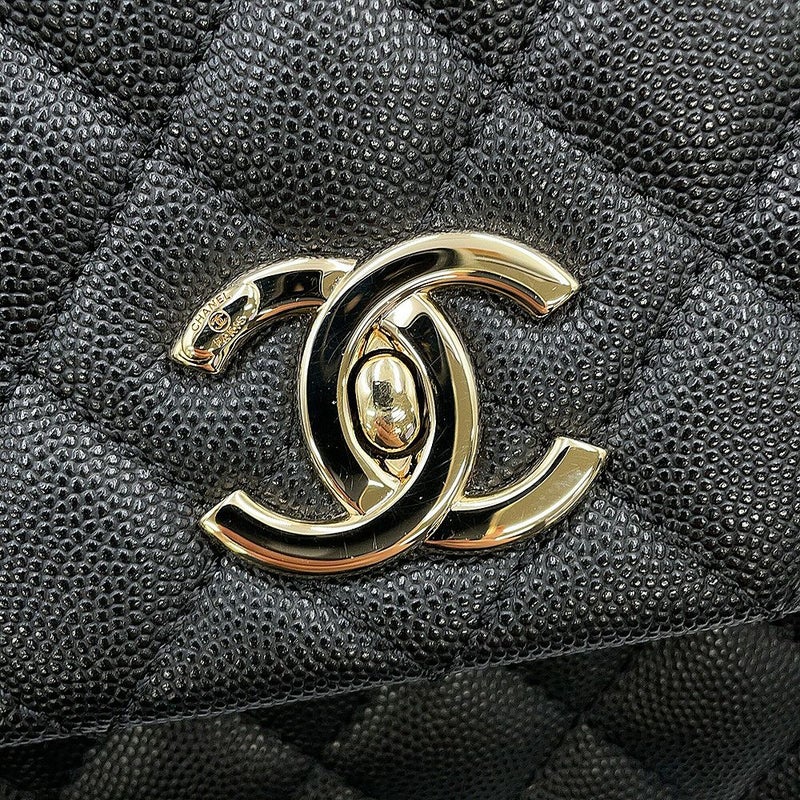 シャネル ハンドバッグ マトラッセ ココマーク ココハンドル キャビアスキン A92991 2way 黒