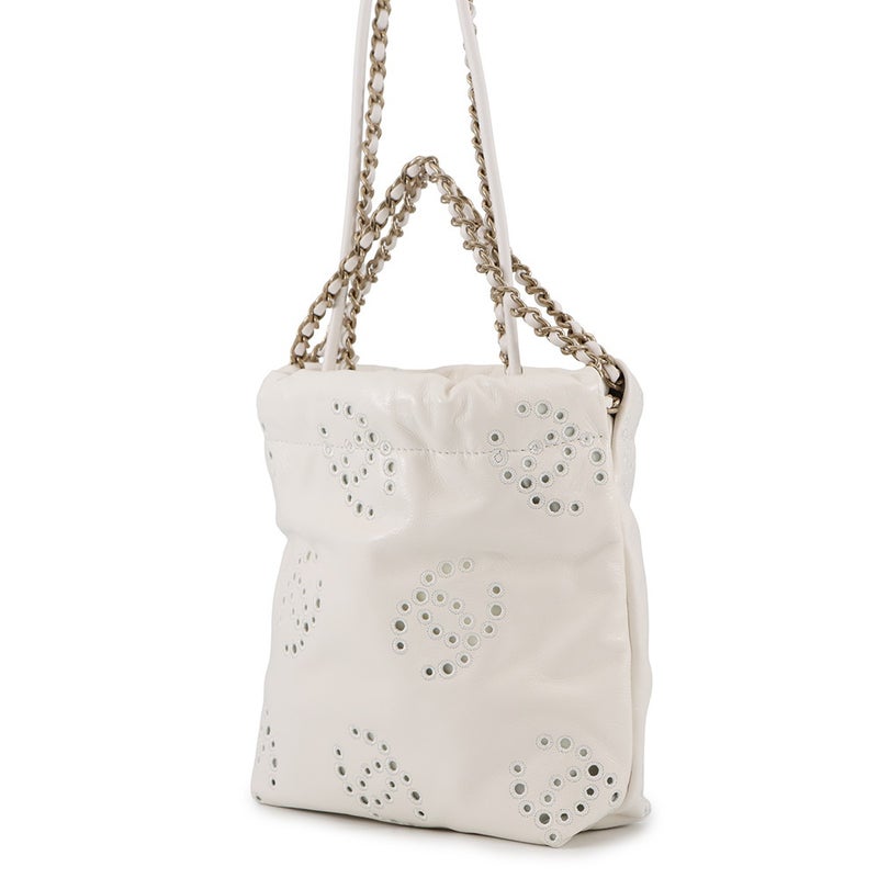 シャネル ハンドバッグ CHANEL 22 ミニ ココマーク パンチング シャイニーカーフレザー AS3980 CHANEL 2way 白