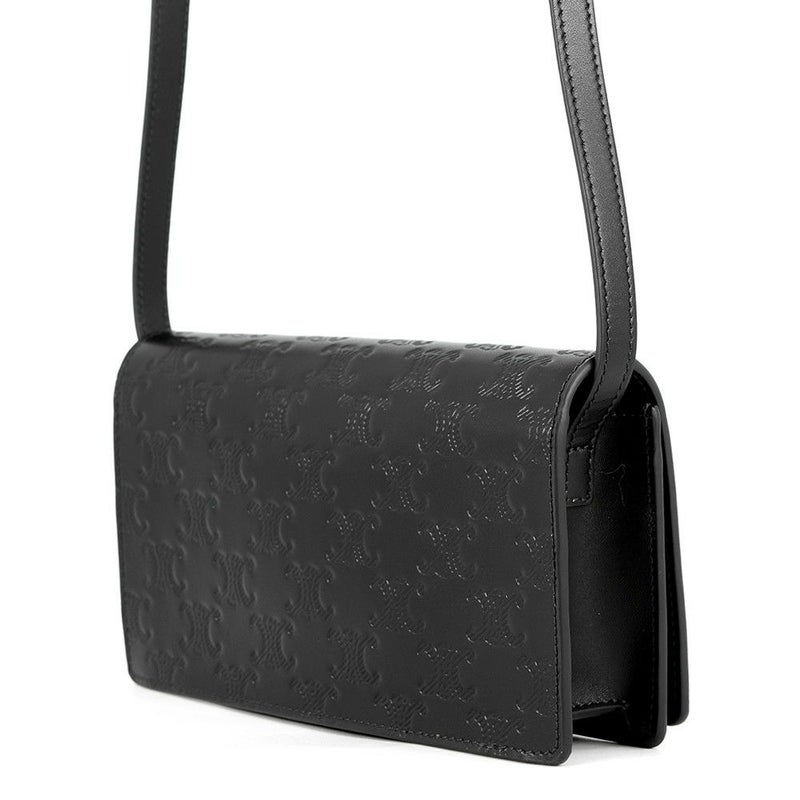 セリーヌ ショルダーバッグ トリオンフ ホリゾンタル スリーブ レザー 10K773FQD CELINE 黒