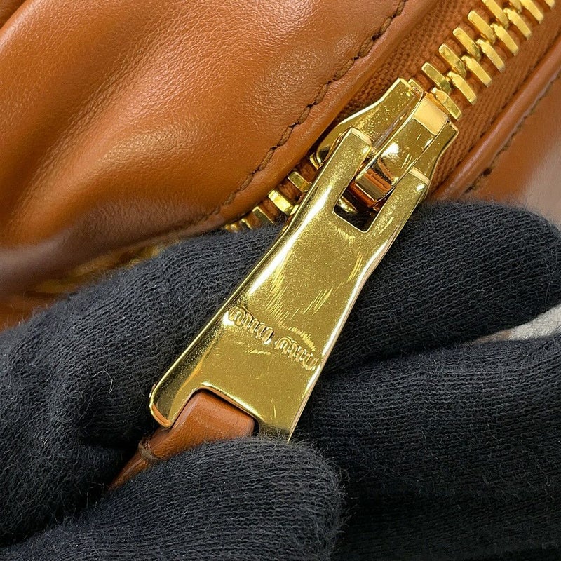 ミュウミュウ ハンドバッグ ボー バッグ レザー 5BB117 MIUMIU ブラウン