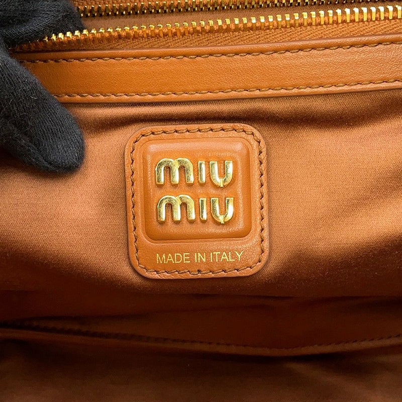 ミュウミュウ ハンドバッグ ボー バッグ レザー 5BB117 MIUMIU ブラウン