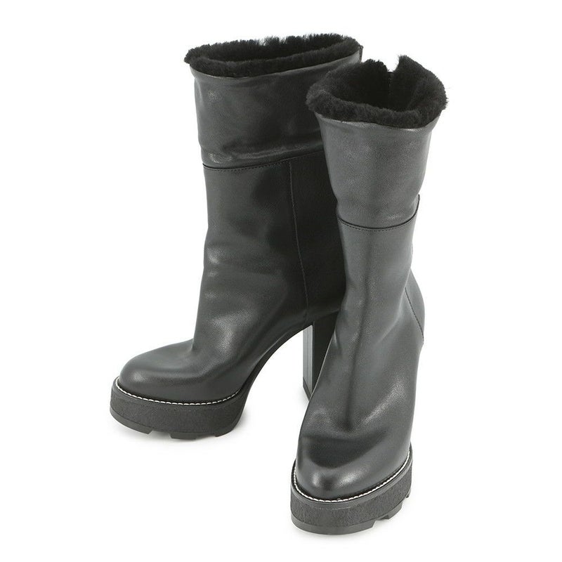 ルイヴィトン ブーツ シアリング レザー LV ボブール・ライン アンクルブーツ レディースサイズ38 LOUIS VUITTON 黒 ブラック