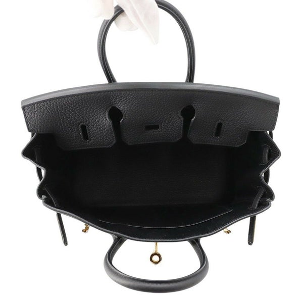 エルメス バーキン25 ブラック/ゴールド金具 ロゴ W刻印 HERMES Birkin ハンドバッグ 黒