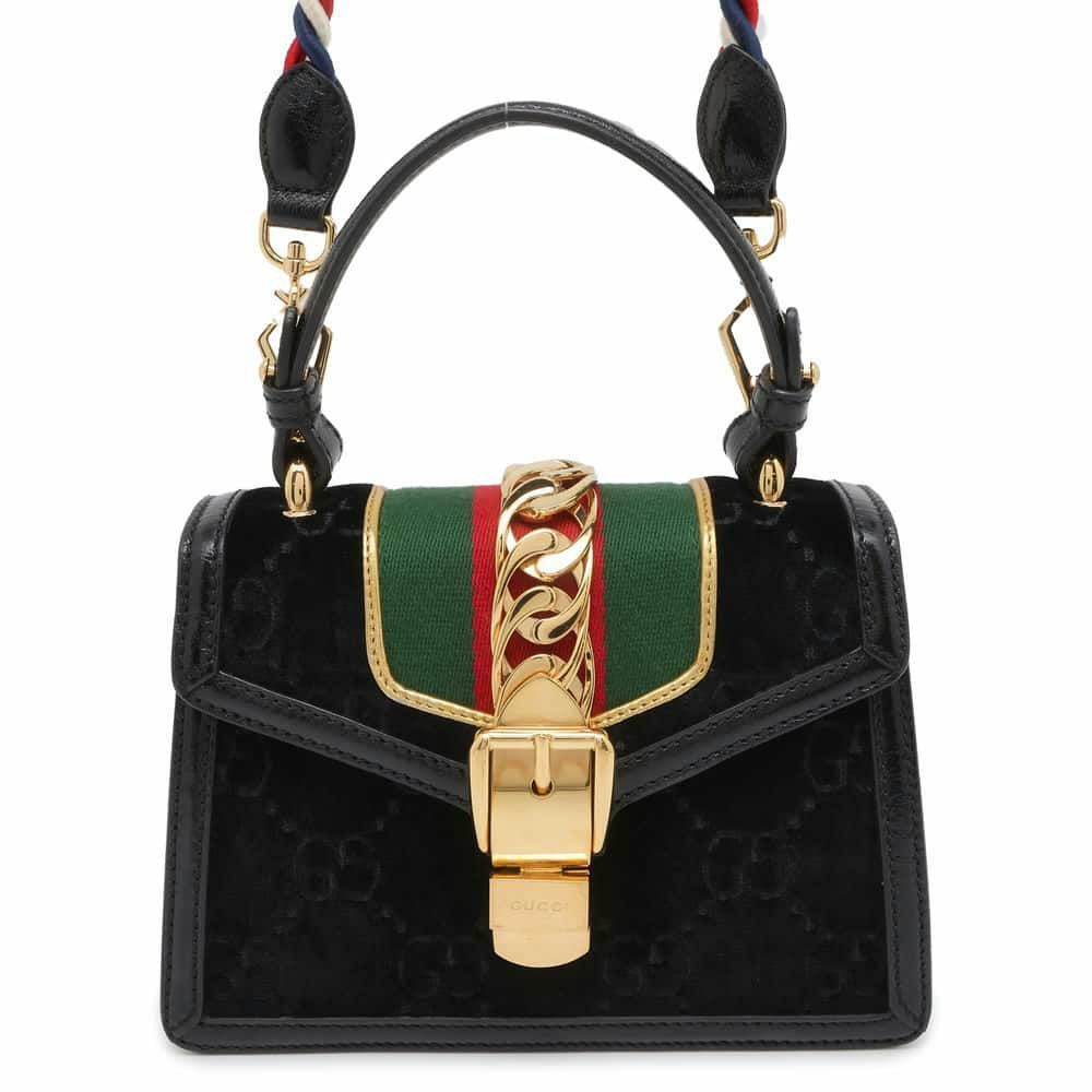 ☆グッチ ハンドバッグ シルヴィ ベロア 70270 GUCCI バッグ 2way