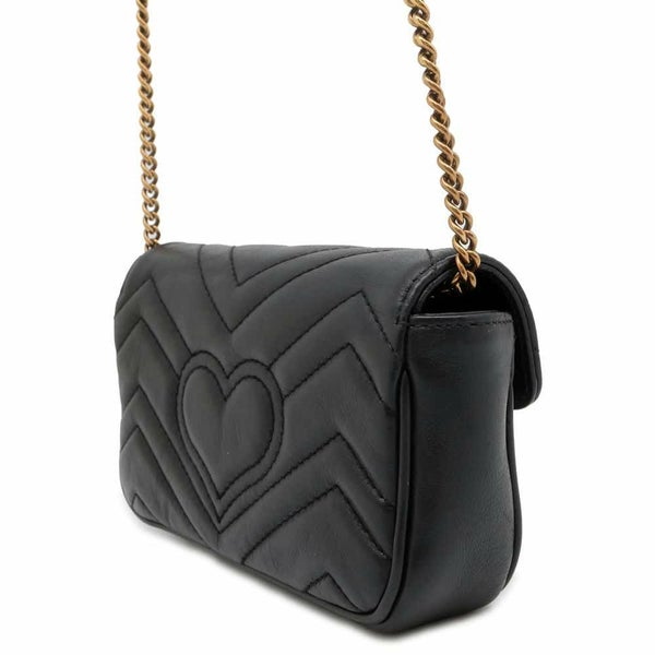 グッチ チェーンショルダーバッグ GGマーモント レザー 476433 GUCCI バッグ 黒