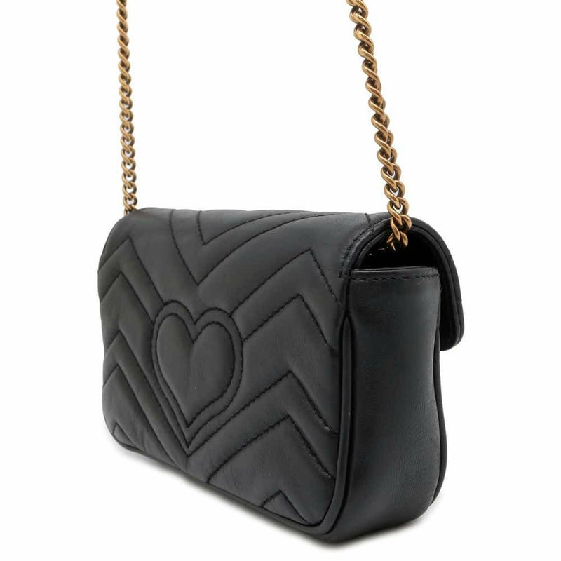 グッチ チェーンショルダーバッグ GGマーモント レザー 476433 GUCCI バッグ 黒