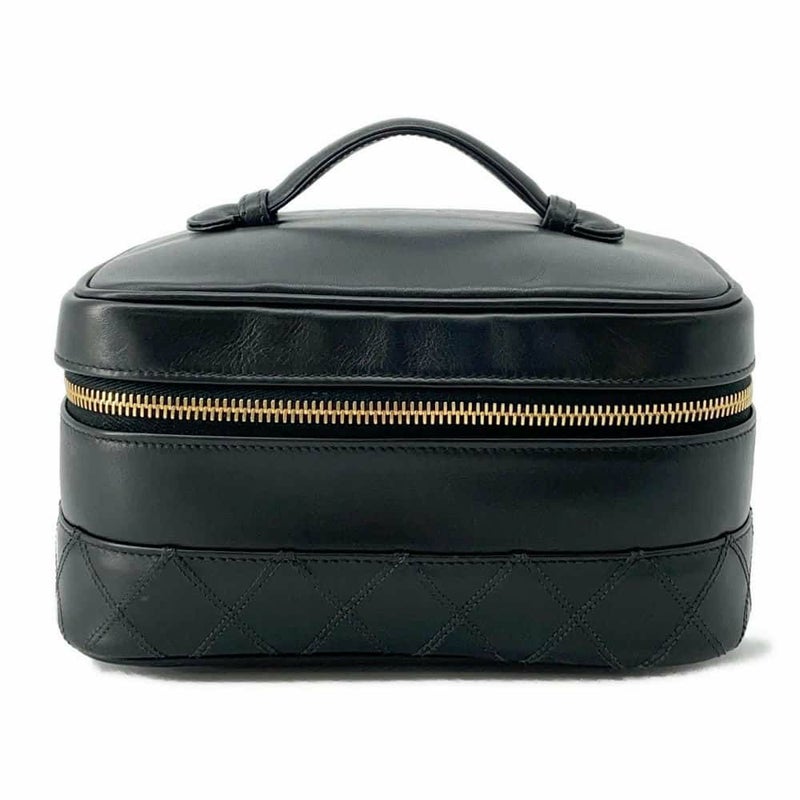 シャネル バニティバッグ ビコローレ ココマーク A01618 CHANEL ポーチ 化粧ポーチ 横型 黒