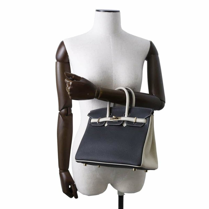 エルメス バーキン25 ブラック/クレ/シャンパンゴールド金具 トゴ U刻印 HERMES Birkin ハンドバッグ SPO