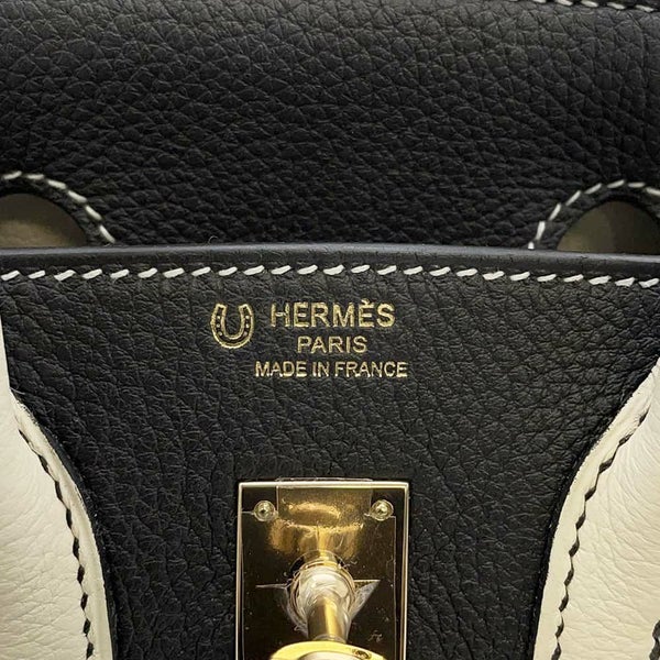 エルメス バーキン25 ブラック/クレ/シャンパンゴールド金具 トゴ U刻印 HERMES Birkin ハンドバッグ SPO
