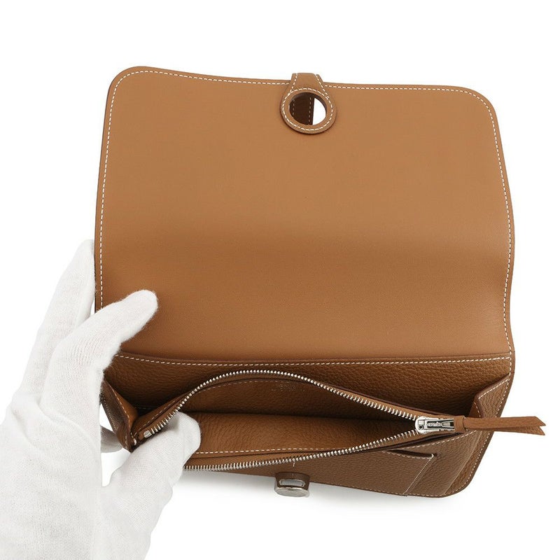 エルメス 長財布 ドゴンGM ゴールド/シルバー金具 トゴ K刻印 HERMES 財布