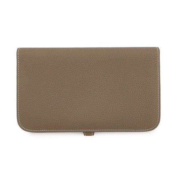 エルメス 長財布 ドゴンGM エトゥープ/シルバー金具 トゴ K刻印 HERMES 財布