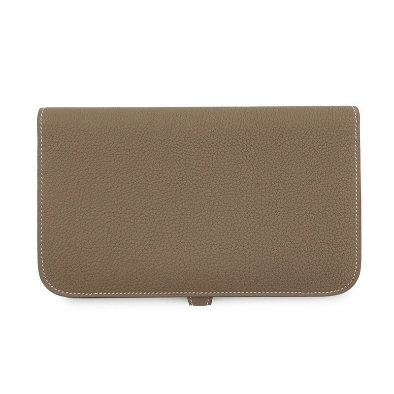 エルメス 長財布 ドゴンGM エトゥープ/シルバー金具 トゴ K刻印 HERMES 財布