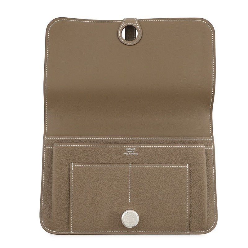 エルメス 長財布 ドゴンGM エトゥープ/シルバー金具 トゴ K刻印 HERMES 財布