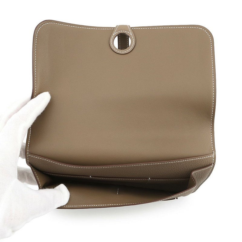 エルメス 長財布 ドゴンGM エトゥープ/シルバー金具 トゴ K刻印 HERMES 財布