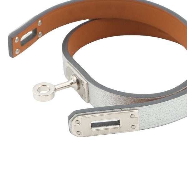 エルメス ブレスレット ミニケリー ドゥブルトゥール シルバー/シルバー金具 シェブルシャムキラ サイズT2 K刻印 HERMES アクセサリー