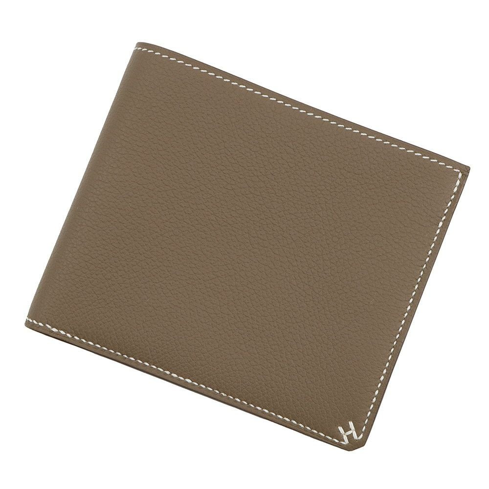 美品　エルメス Hセリエ コンパクト 二つ折り財布 シルバー金具 エルメス 二つ折り財布 セリエ コンパクト Sellier H エトゥープ