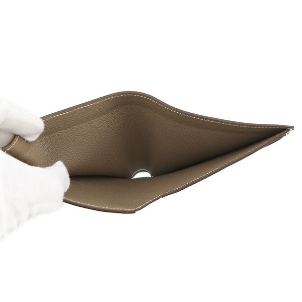 エルメス 二つ折り財布 セリエ コンパクト Sellier H エトゥープ/シルバー金具 エバーカラー W刻印 メンズ