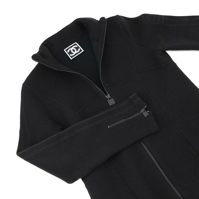 シャネル コート スポーツライン コート カシミヤ レディースサイズ38 P36681 CHANEL アウター 黒