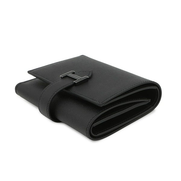 エルメス 三つ折り財布 ベアンコンビネ ブラック/ブラック金具 ヴォーマダム W刻印 HERMES 財布 黒