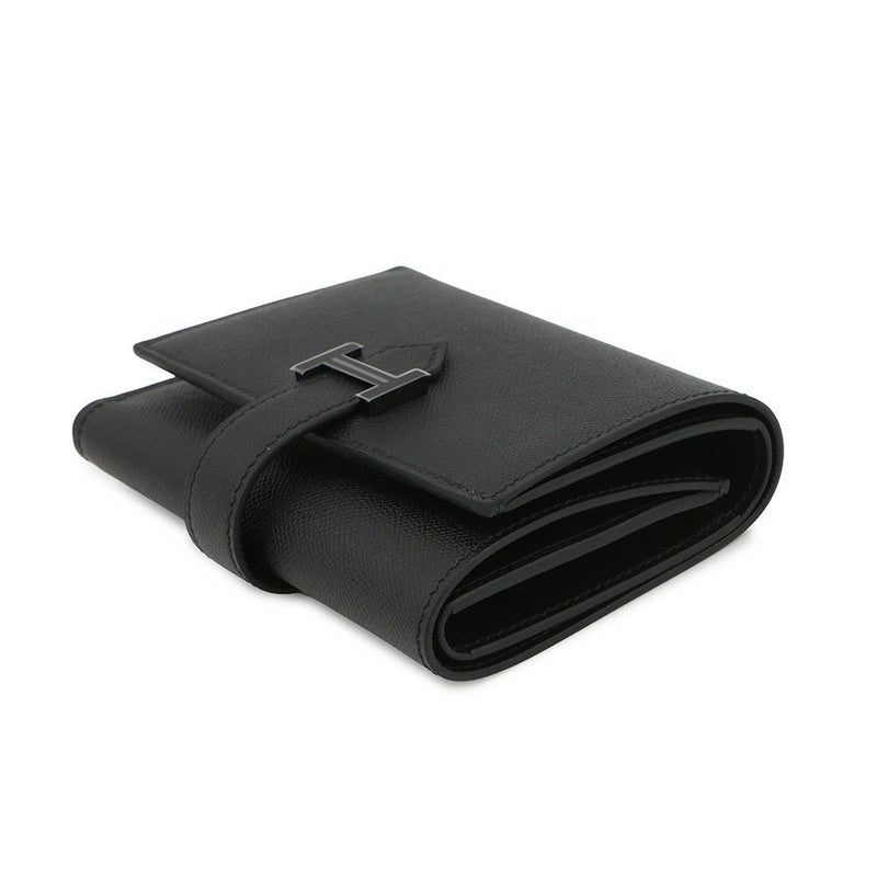 エルメス 三つ折り財布 ベアンコンビネ ブラック/ブラック金具 ヴォーマダム W刻印 HERMES 財布 黒